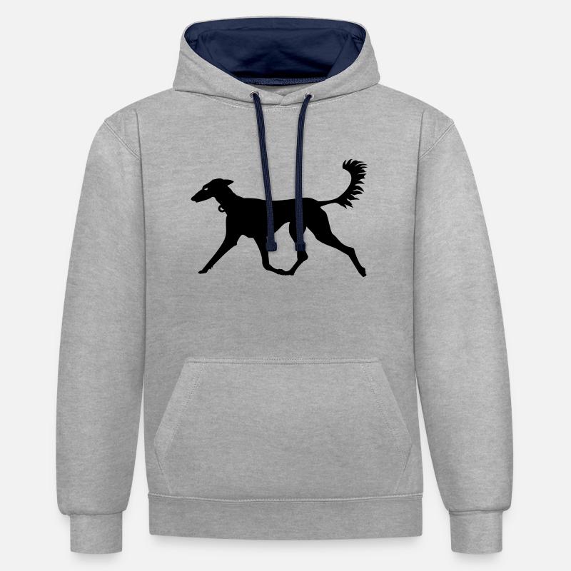 lévrier / greyhound (1c) - Sweat à capuche contrasté - gris chiné/bleu marine