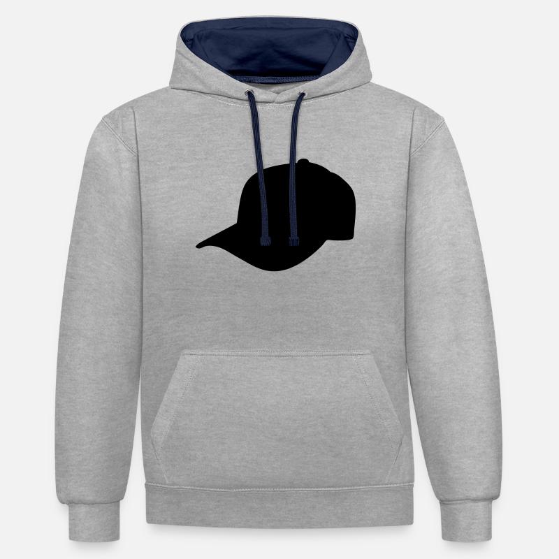 basecap schwarz links - Kontrast-Hoodie - Grau meliert/Navy