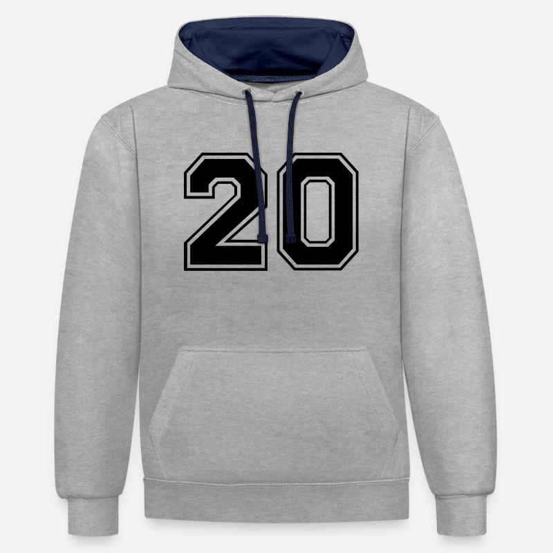 zwanzig - Sweat à capuche contrasté - gris chiné/bleu marine