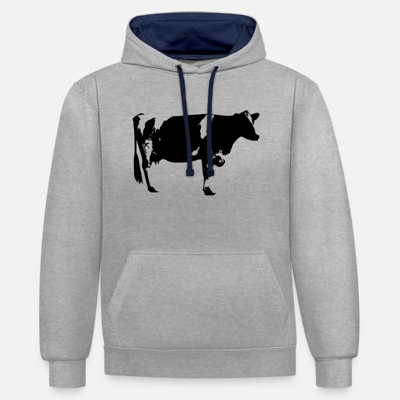 cow - Contrast hoodie - heather grey/navy
