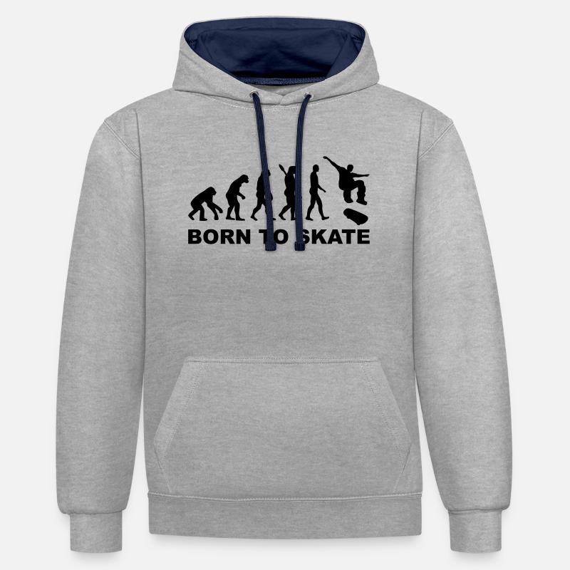 Évolution Skateboard - Sweat à capuche contrasté - gris chiné/bleu marine