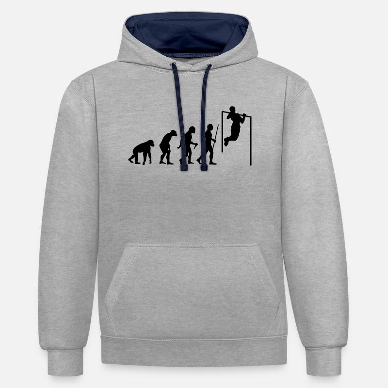 Evolution Pull Up - Kontrast-Hoodie - Grau meliert/Navy