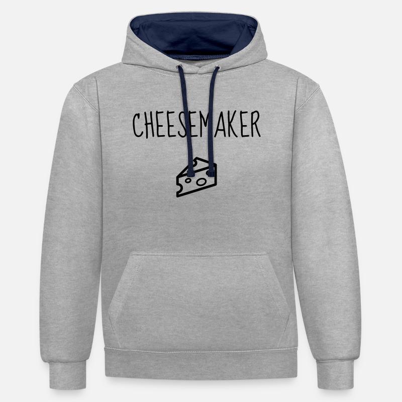 Fromager / Fromage / Travail / Métier / Job - Sweat à capuche contrasté - gris chiné/bleu marine