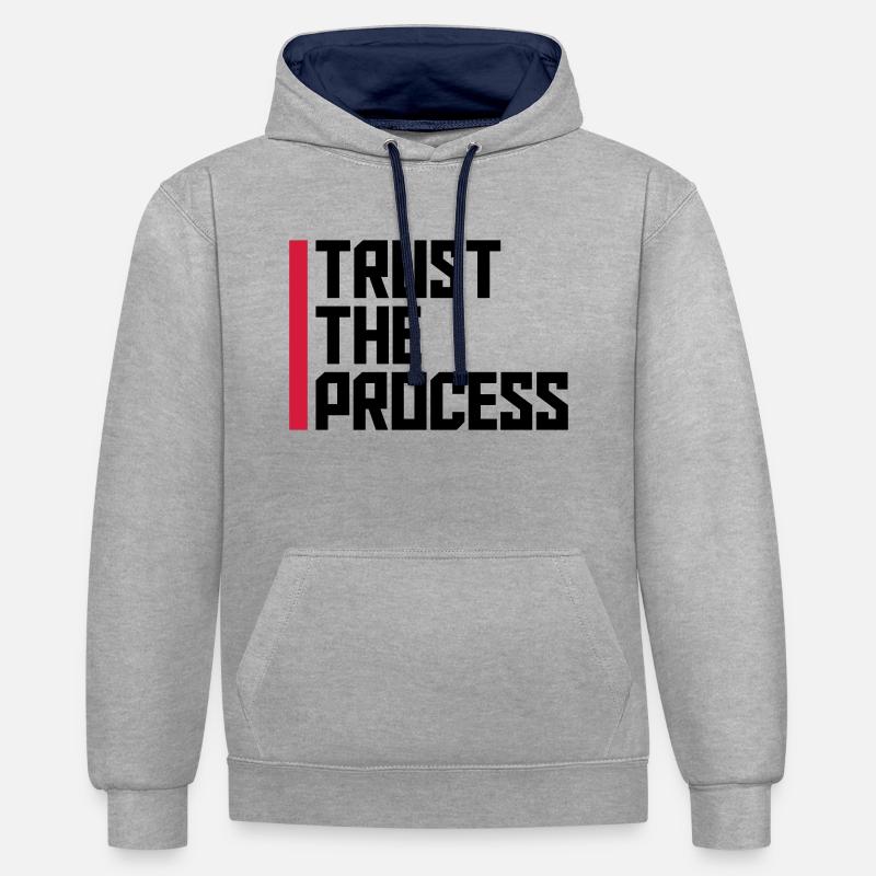 faire confiance au processus Devis - Sweat à capuche contrasté - gris chiné/bleu marine