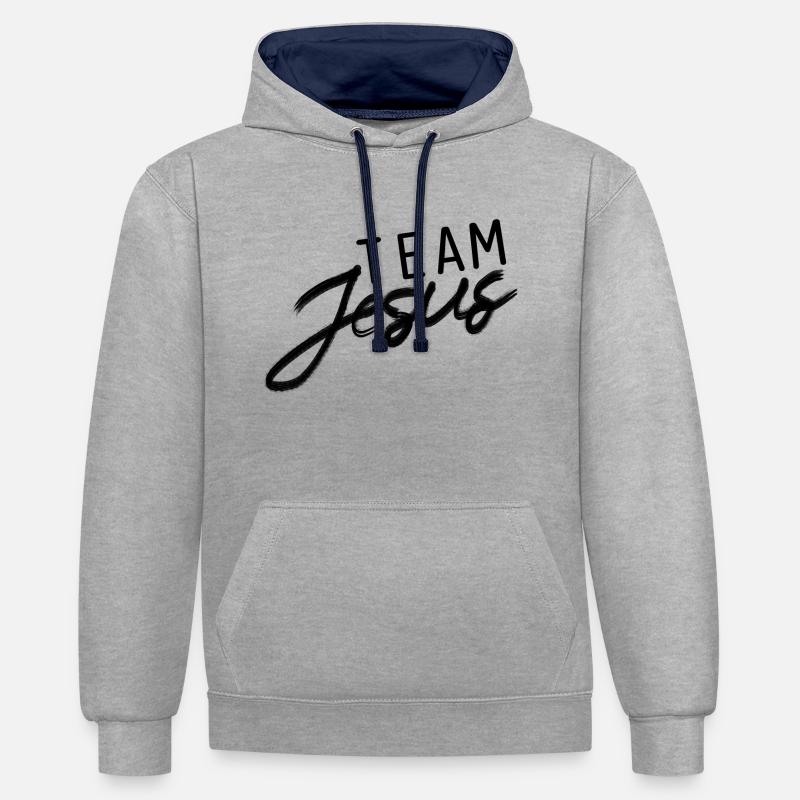 Équipe Jésus-Christ Jésus - Sweat à capuche contrasté - gris chiné/bleu marine