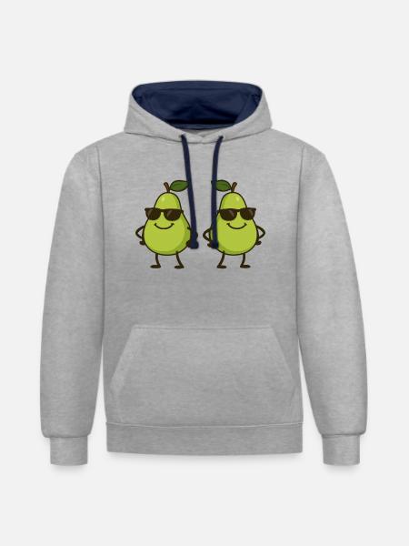 birne comic cool 2 - Kontrast-Hoodie - Grau meliert/Navy