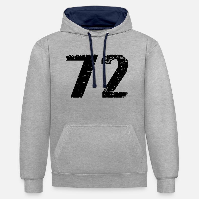 Maillot à numéros 72 - Sweat à capuche contrasté - gris chiné/bleu marine