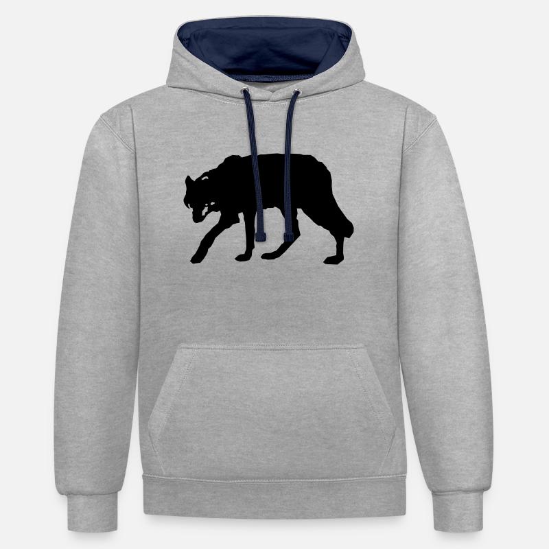 wolf_2 - Sweat à capuche contrasté - gris chiné/bleu marine