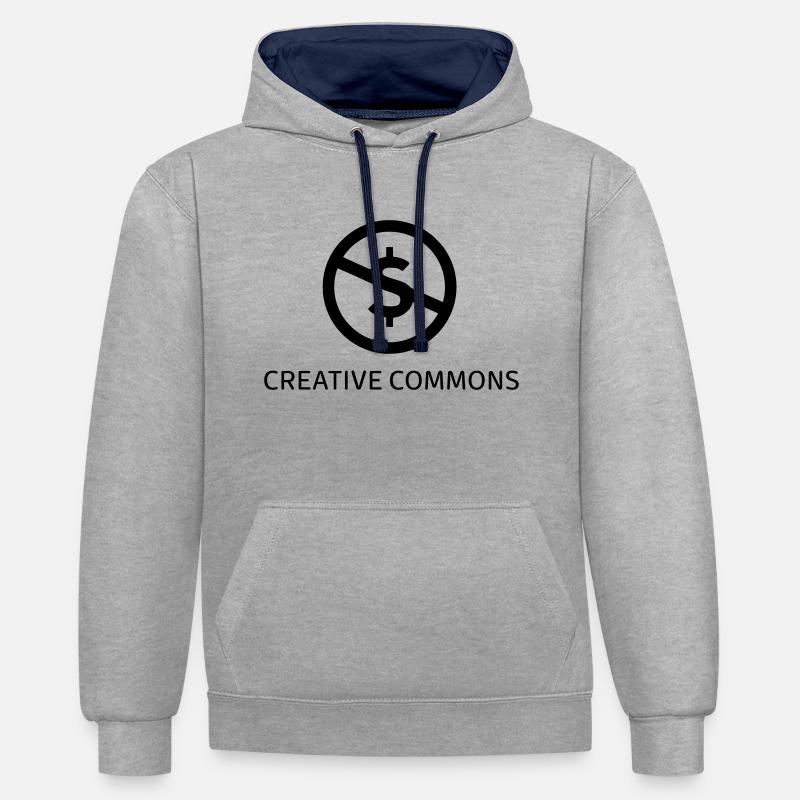 Open source - Sweat à capuche contrasté - gris chiné/bleu marine