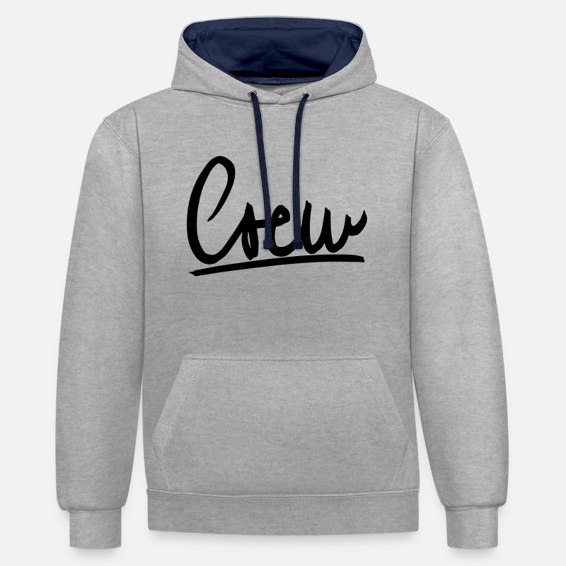écriture de l'équipage - Sweat à capuche contrasté - gris chiné/bleu marine