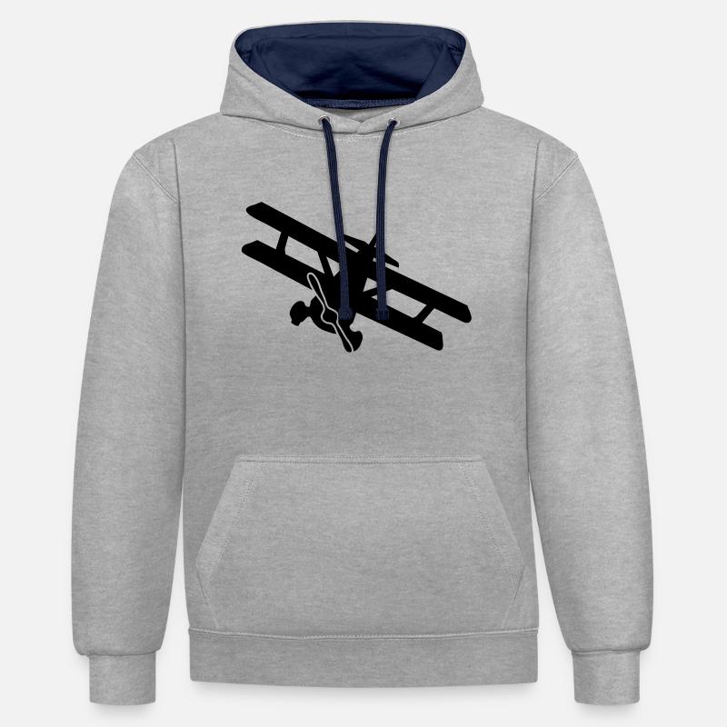 biplan_b1 - Sweat à capuche contrasté - gris chiné/bleu marine