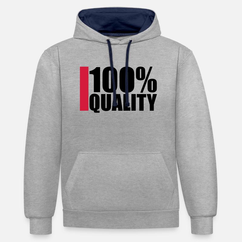 100 Procent Quality Design - Kontrast-Hoodie - Grau meliert/Navy