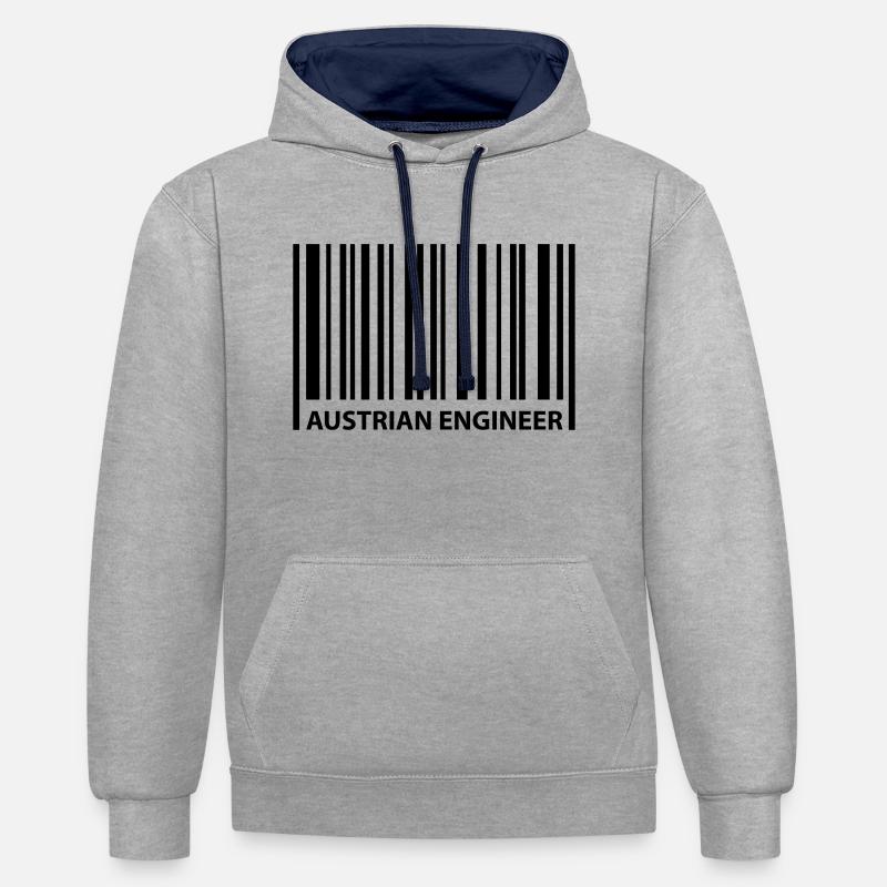 austrian engineer - Sweat à capuche contrasté - gris chiné/bleu marine