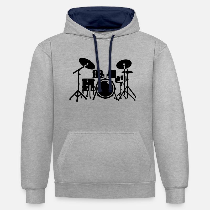 Batterie - Sweat à capuche contrasté - gris chiné/bleu marine