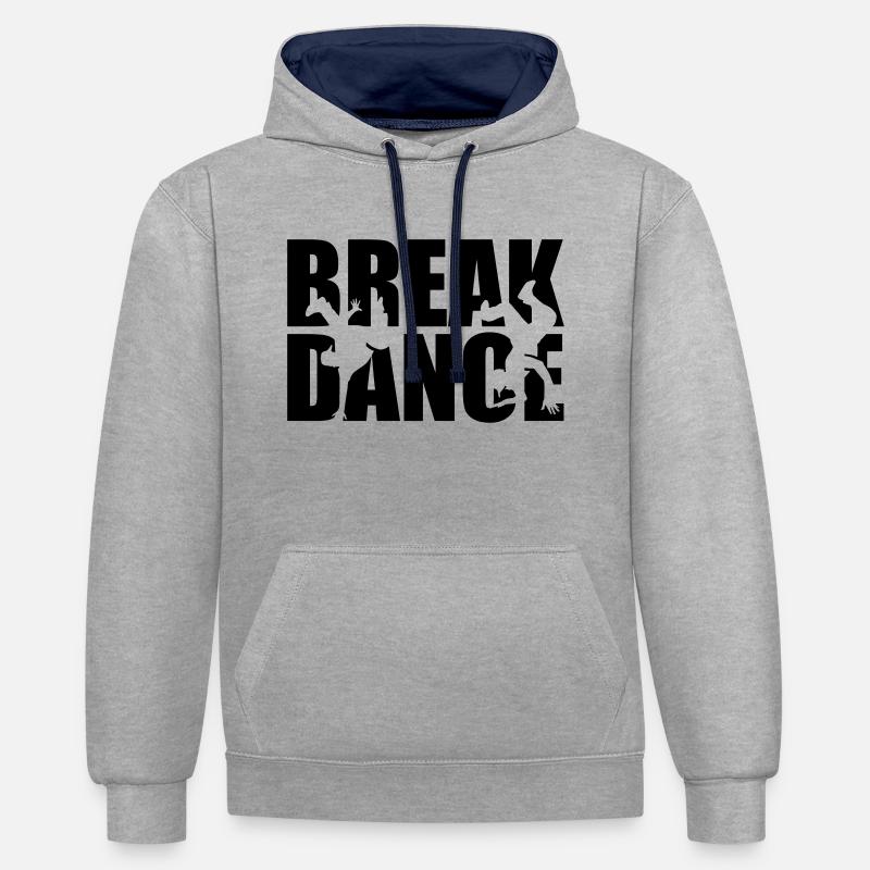 Breakdance - Sweat à capuche contrasté - gris chiné/bleu marine
