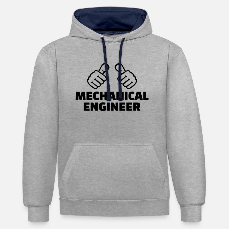 Mechanical engineer - Sweat à capuche contrasté - gris chiné/bleu marine