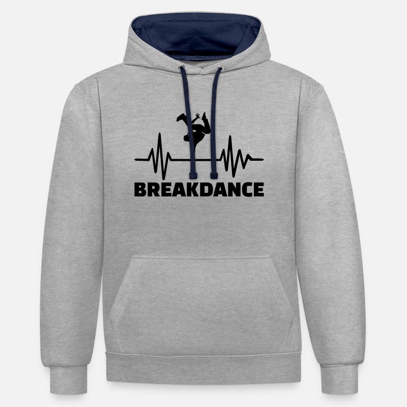 Breakdance - Sweat à capuche contrasté - gris chiné/bleu marine