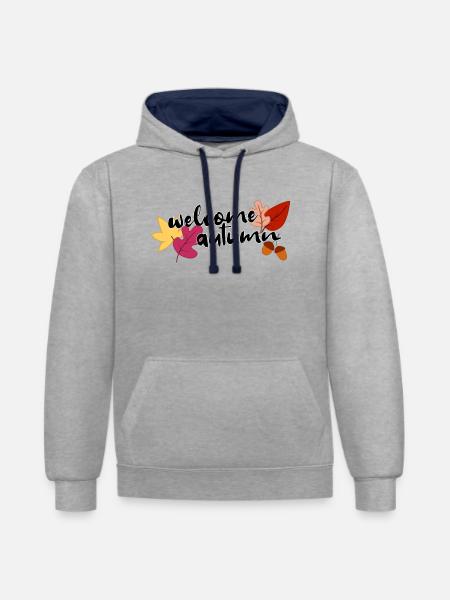 Welcome autumn - Kontrast-Hoodie - Grau meliert/Navy