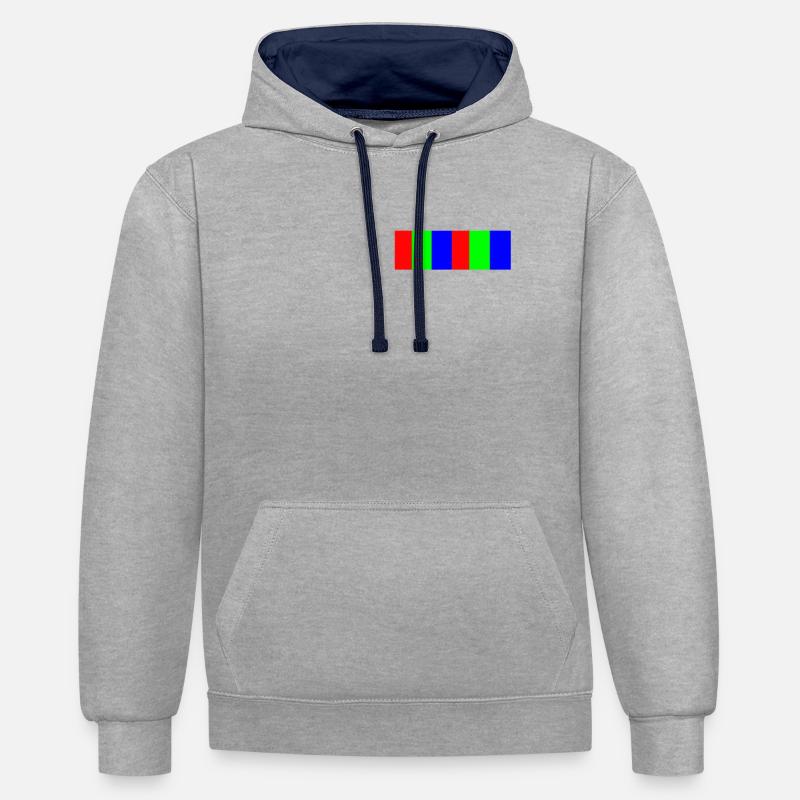 Couleurs RVB - Sweat à capuche contrasté - gris chiné/bleu marine
