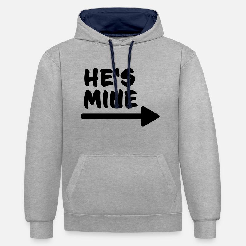 Il est à moi ! - Sweat à capuche contrasté - gris chiné/bleu marine