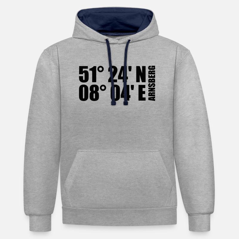 Coordonnées d’Arnsberg - Sweat à capuche contrasté - gris chiné/bleu marine