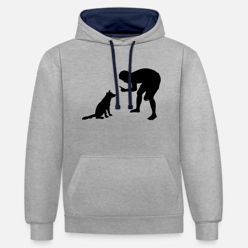 Chien Hund - Sweat à capuche contrasté - gris chiné/bleu marine
