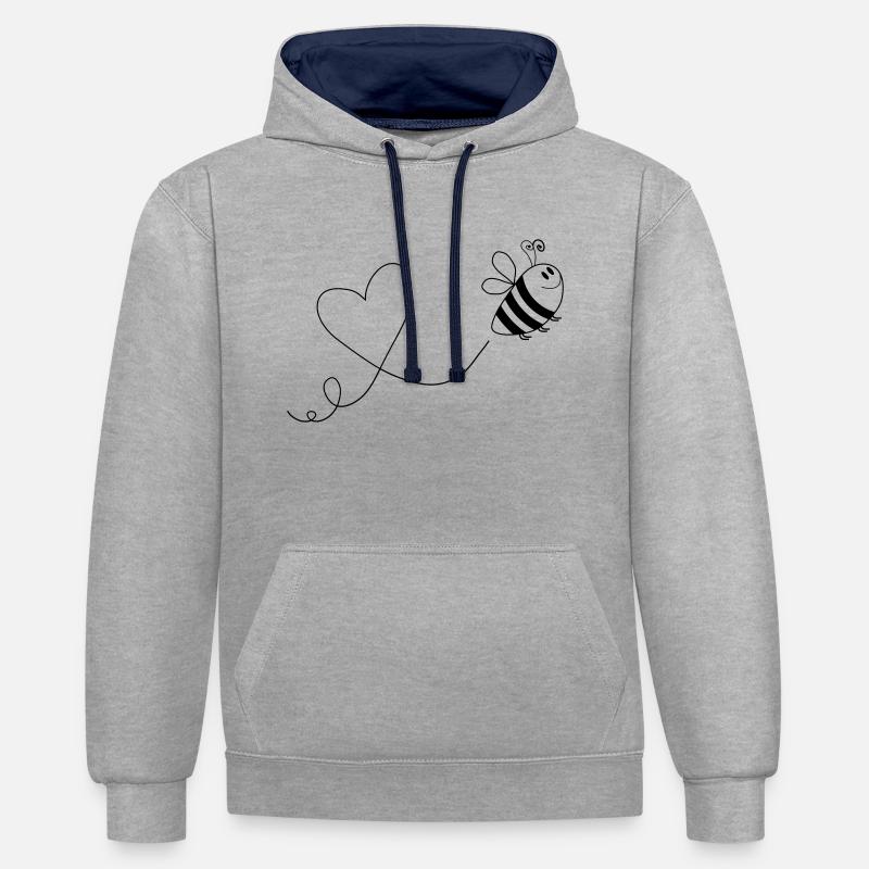Bee Comic Love 1 - Sweat à capuche contrasté - gris chiné/bleu marine