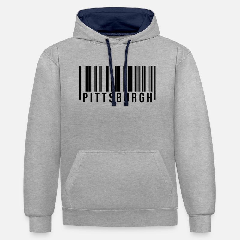 Code-barres Pittsburgh - Sweat à capuche contrasté - gris chiné/bleu marine