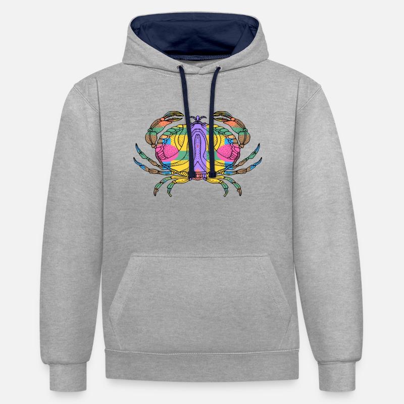 Crab - Contrast hoodie - heather grey/navy