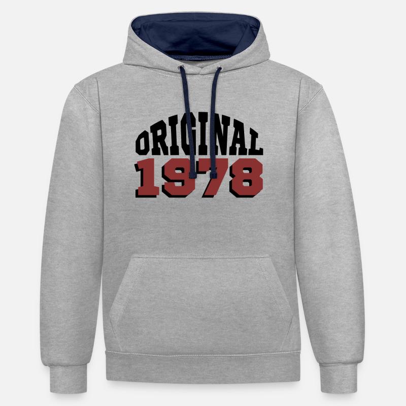 Original 1978 - Sweat à capuche contrasté - gris chiné/bleu marine