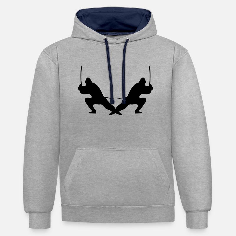 Ninjas - Sweat à capuche contrasté - gris chiné/bleu marine