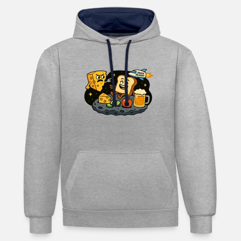 Collation dans l’espace - Sweat à capuche contrasté - gris chiné/bleu marine