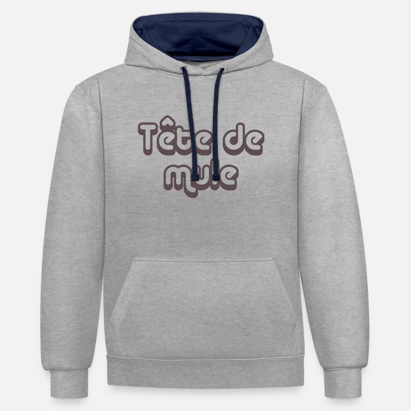tete_de_mule - Sweat à capuche contrasté - gris chiné/bleu marine