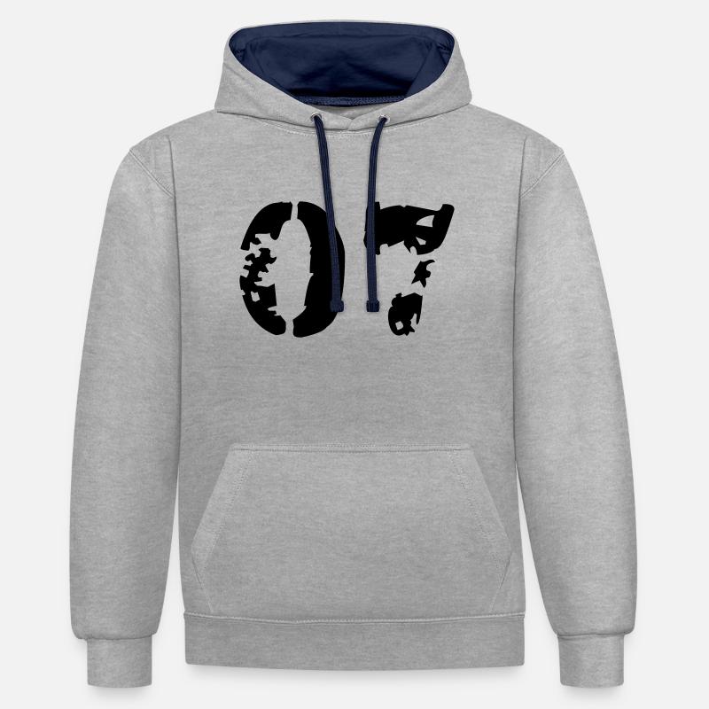 07 - Kontrast-Hoodie - Grau meliert/Navy