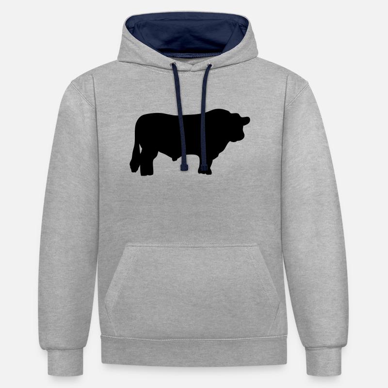 bœuf boeuf black angus - Sweat à capuche contrasté - gris chiné/bleu marine