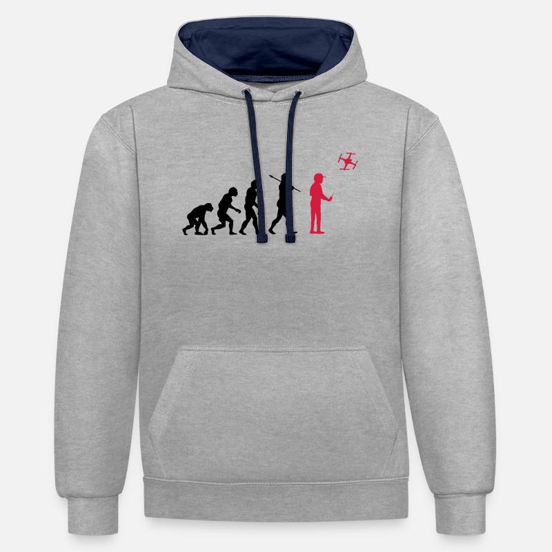 The drone evolution - Kontrast-Hoodie - Grau meliert/Navy