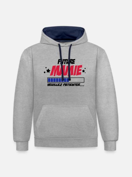 future mamie - Sweat à capuche contrasté - gris chiné/bleu marine