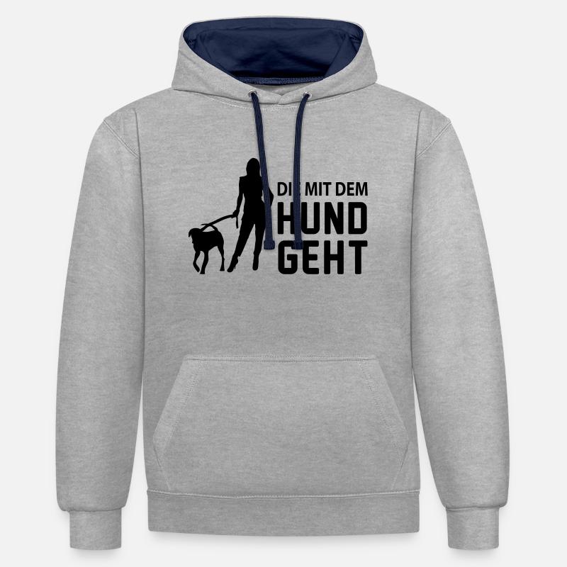 die_mit_dem_hund_geht - Sweat à capuche contrasté - gris chiné/bleu marine