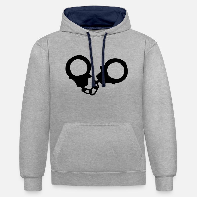 handcuffs1 - Sweat à capuche contrasté - gris chiné/bleu marine