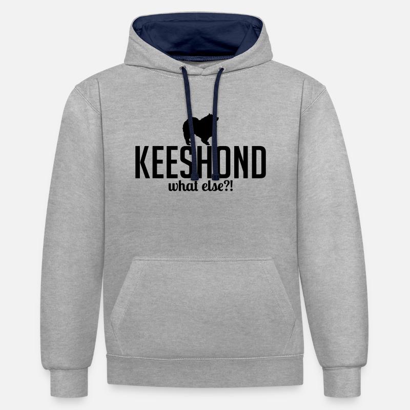 Keeshond whatelse - Sweat à capuche contrasté - gris chiné/bleu marine