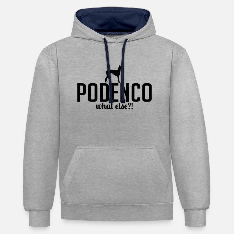 podenco whatelse - Sweat à capuche contrasté - gris chiné/bleu marine