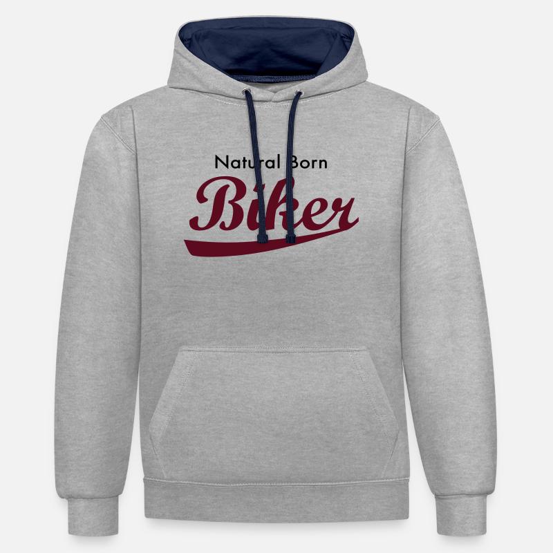 Natural Born Biker - Sweat à capuche contrasté - gris chiné/bleu marine