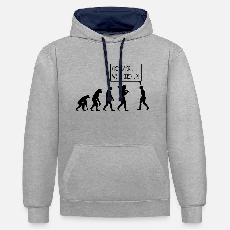 evolution - Kontrast-Hoodie - Grau meliert/Navy