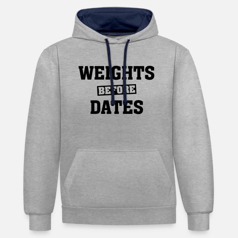Weights Before Dates - Sweat à capuche contrasté - gris chiné/bleu marine