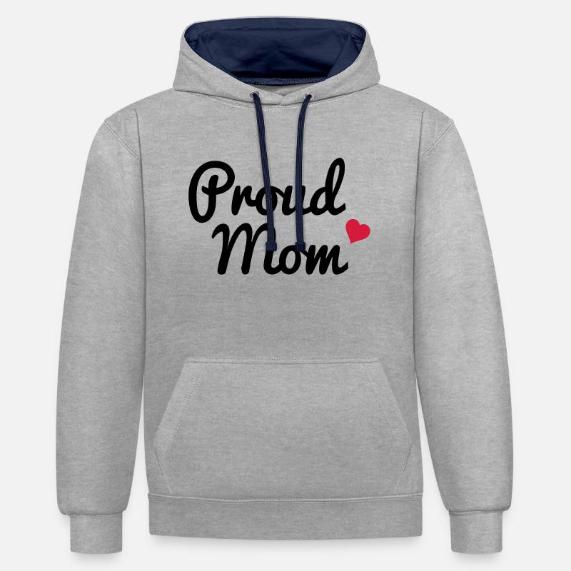 Proud Mom - Sweat à capuche contrasté - gris chiné/bleu marine