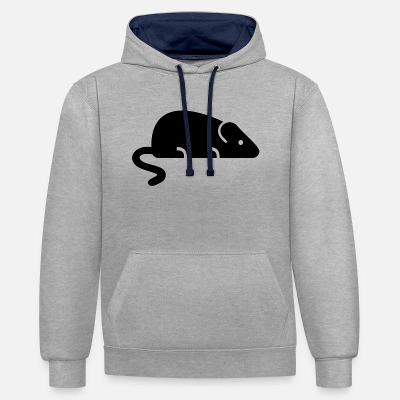 Souris - Sweat à capuche contrasté - gris chiné/bleu marine