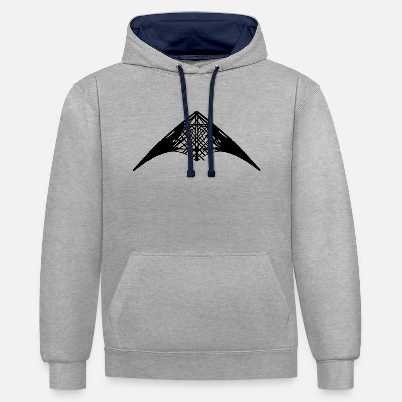 kite_vec_1 fr - Sweat à capuche contrasté - gris chiné/bleu marine