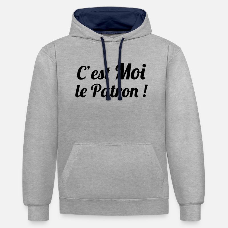 c'est MOI le Patron ! - Sweat à capuche contrasté - gris chiné/bleu marine