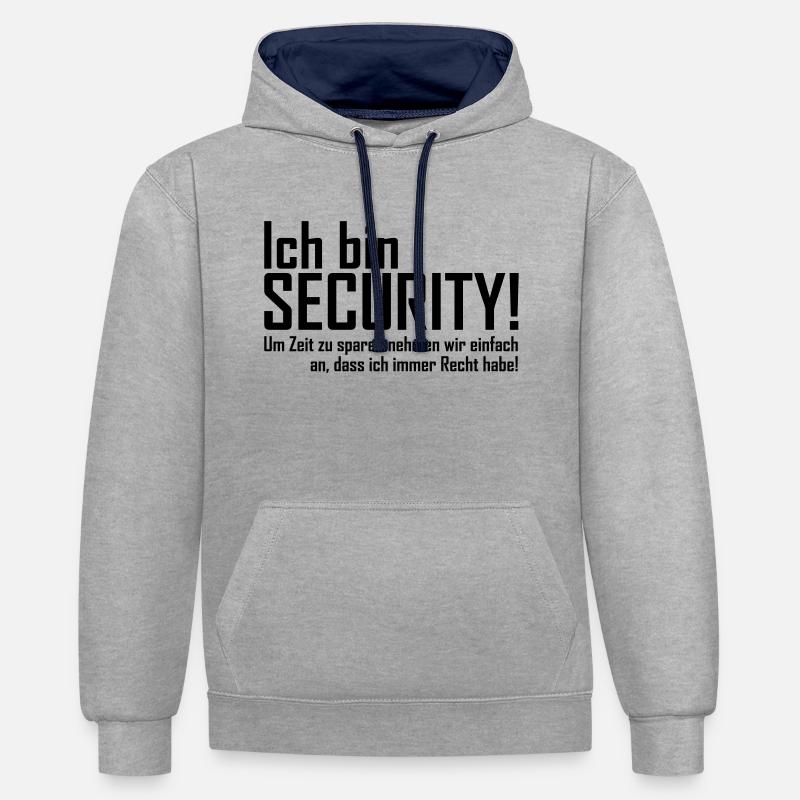 ich bin security - Kontrast-Hoodie - Grau meliert/Navy