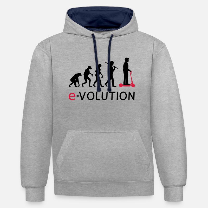 Evolution ElectroScooter eScooter ERoller - Kontrast-Hoodie - Grau meliert/Navy